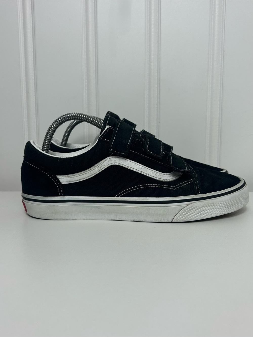 Vans old skool strap black suede canvas white mens 9